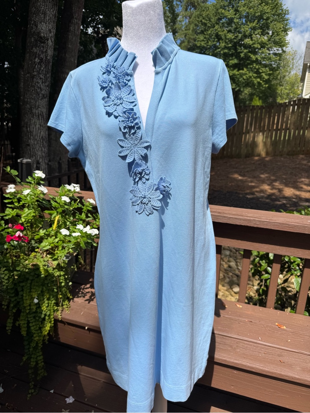 Lilly Pulitzer Light Blue Floral-Appliqué dress